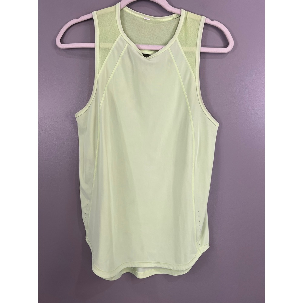 Lululemon Sculpt Tank Top Women 6 Lime Green Great Mesh Back Athletic Running